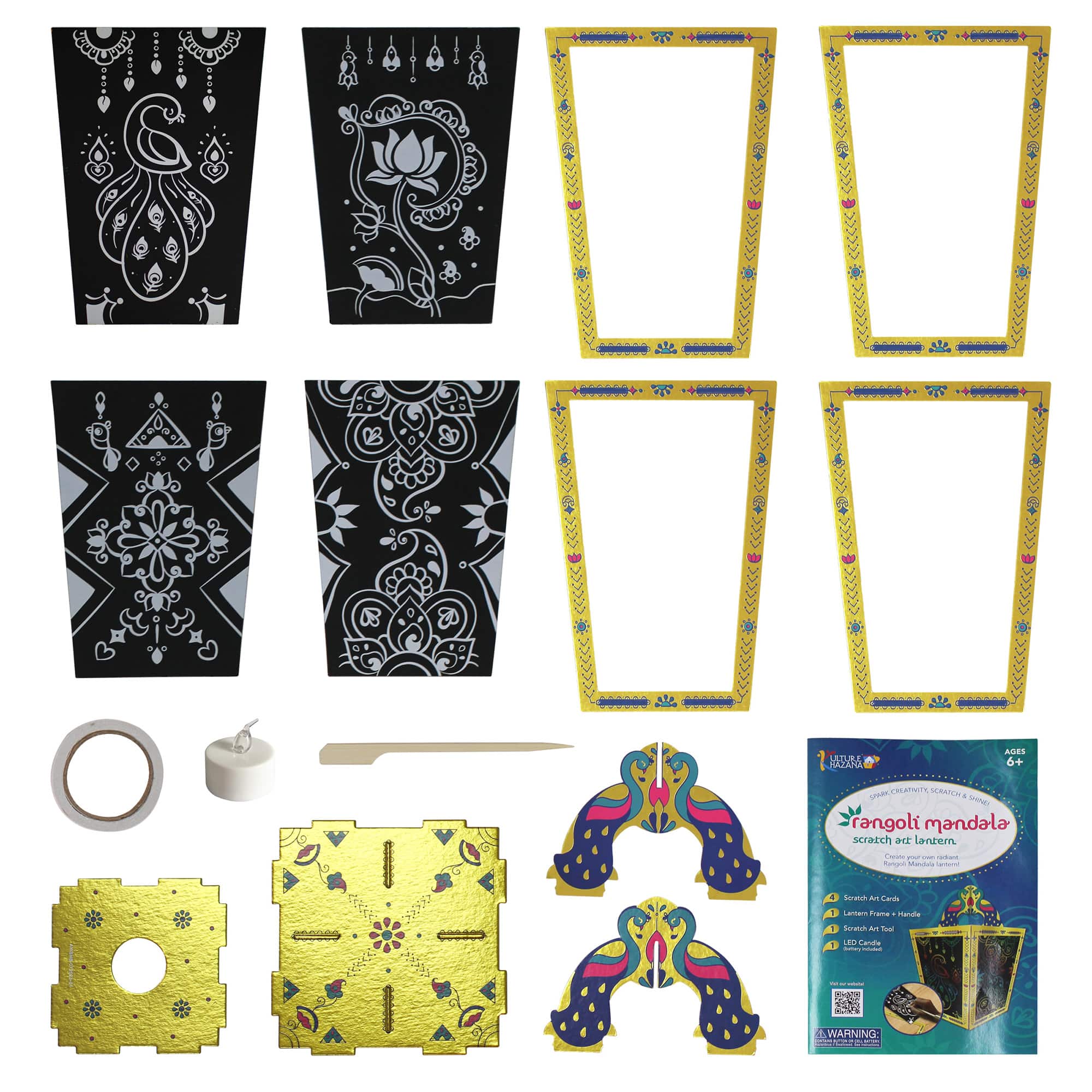 Kulture Khazana Rangoli Mandala Scratch Art Lantern DIY Craft Kit
